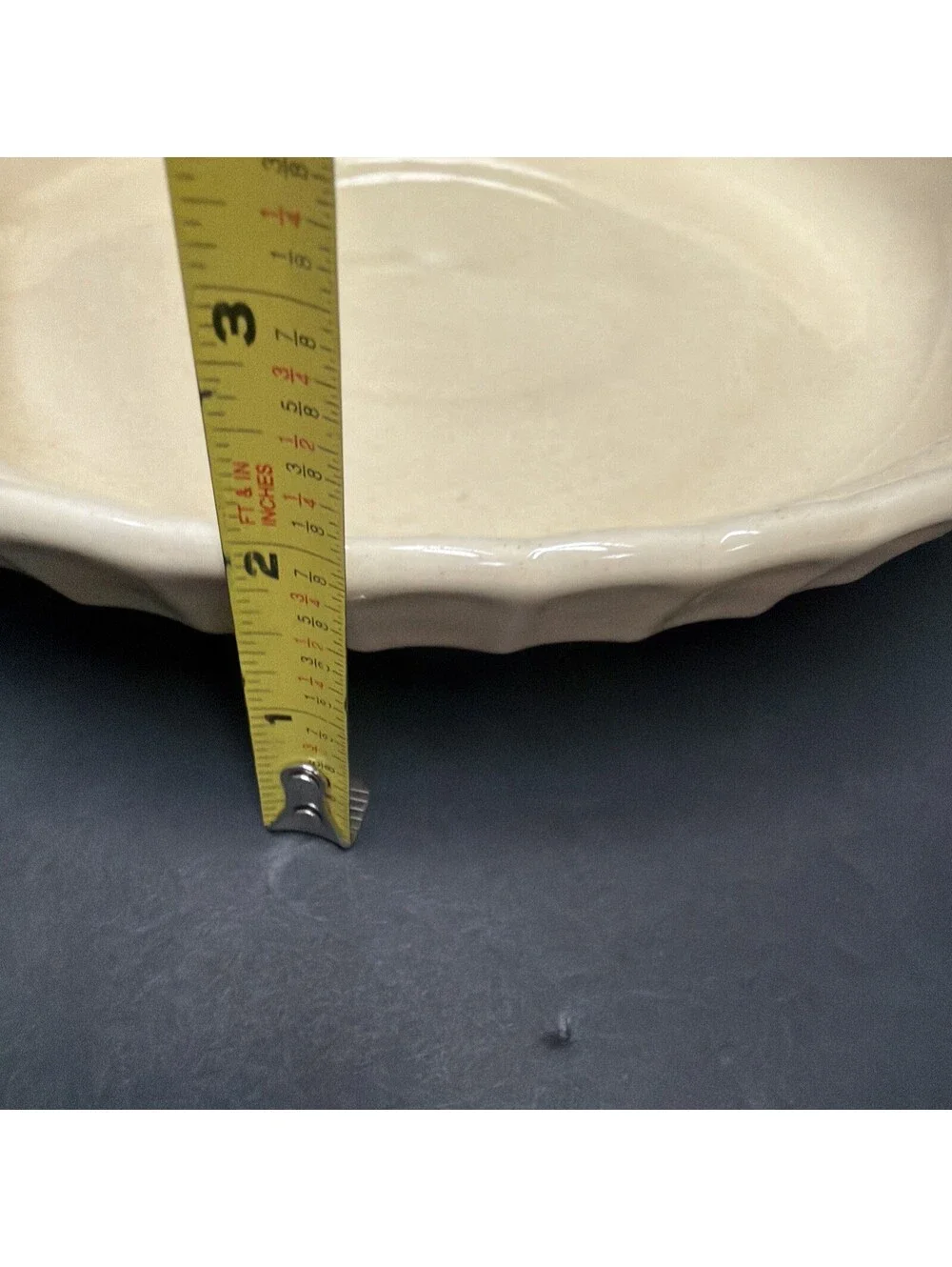 Vintage Lillian Vernon Pumpkin Pie Plate Pan Bottom Scalloped Edge Ceramic 11.25